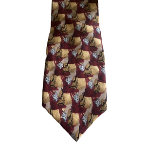 J. Garcia Burgundy Gold Patterned Silk Tie – Artistic Designer Neckwear